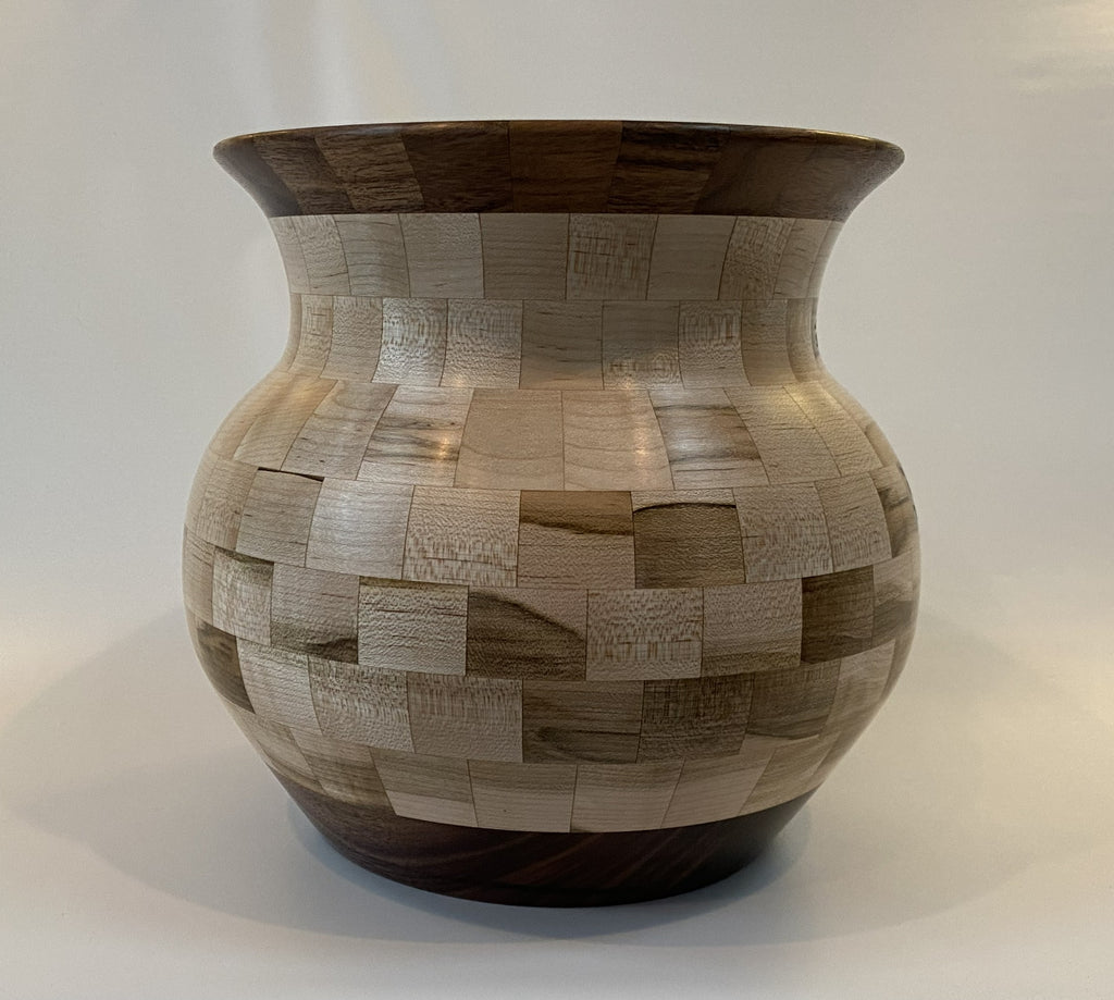 Handcrafted Segmented Ambrosia Maple &amp; Walnut Vase
