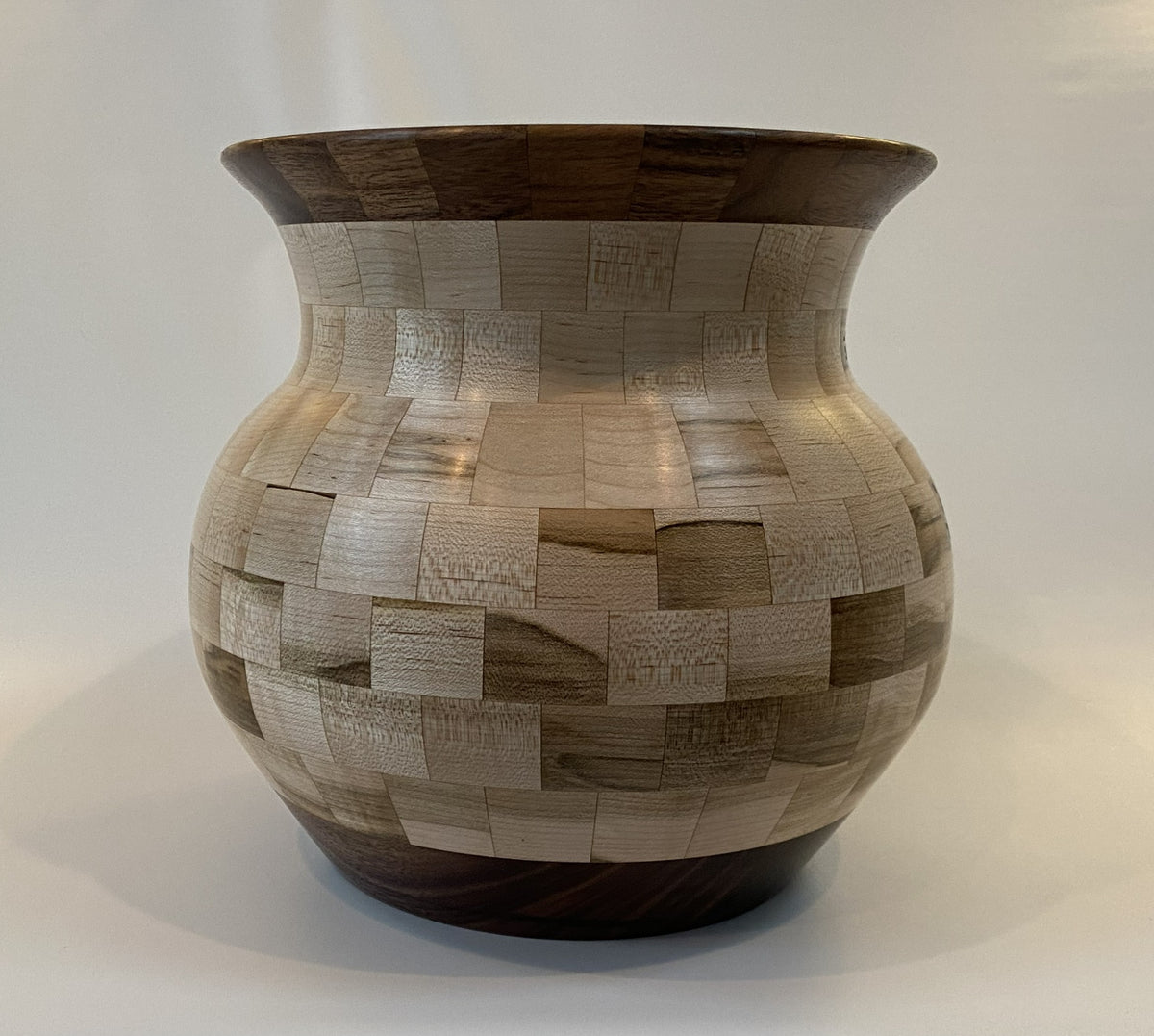 Handcrafted Segmented Ambrosia Maple &amp; Walnut Vase