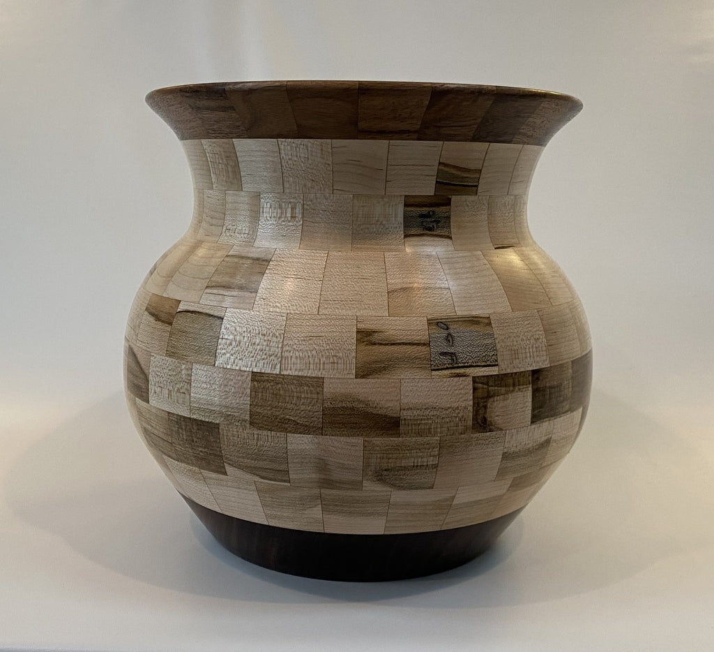 Handcrafted Segmented Ambrosia Maple &amp; Walnut Vase