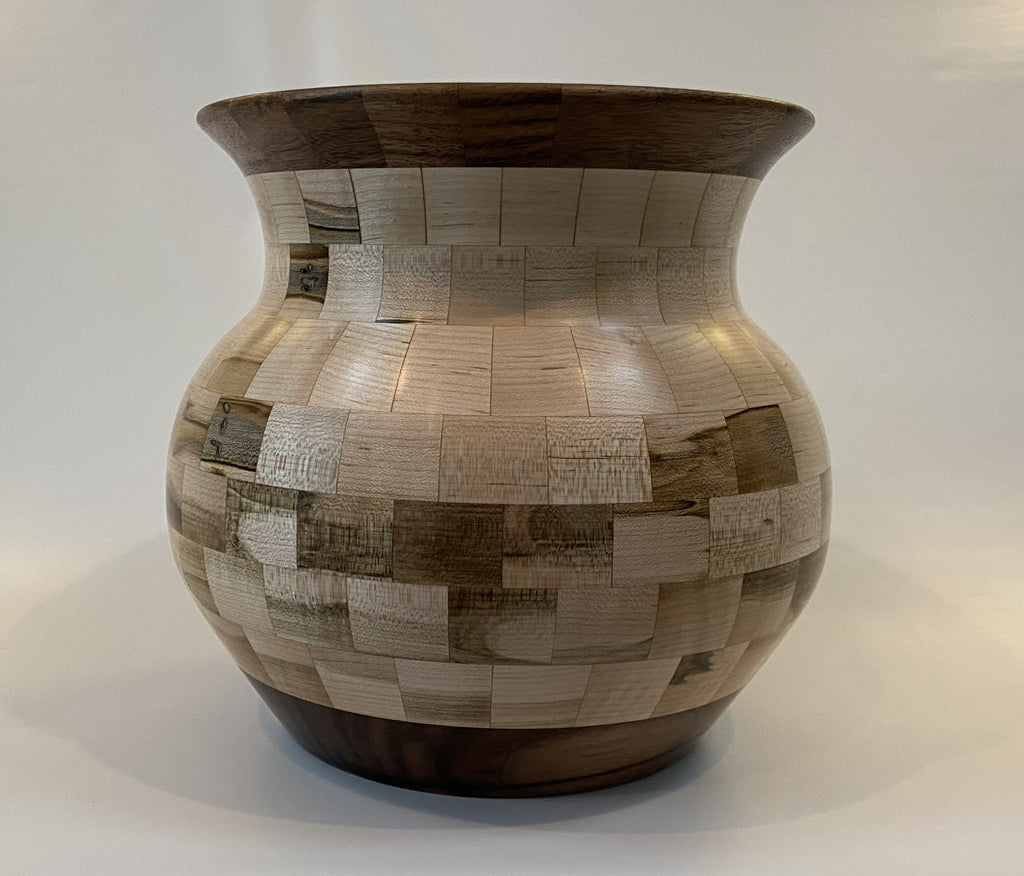 Handcrafted Segmented Ambrosia Maple &amp; Walnut Vase