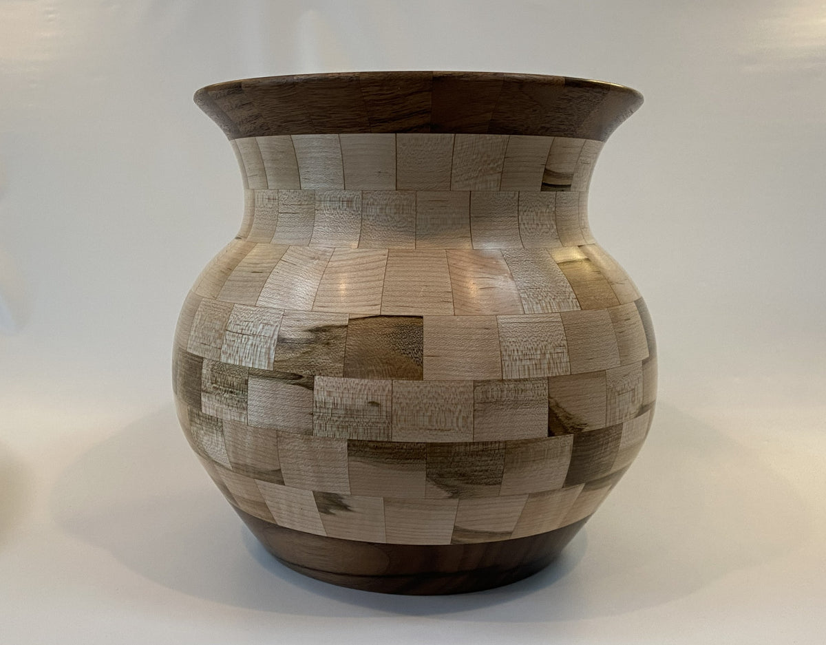 Handcrafted Segmented Ambrosia Maple &amp; Walnut Vase