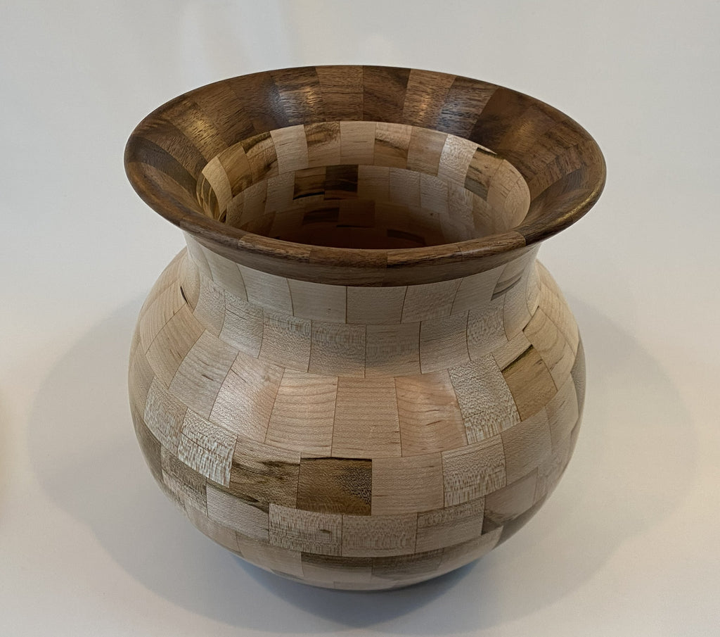 Handcrafted Segmented Ambrosia Maple &amp; Walnut Vase