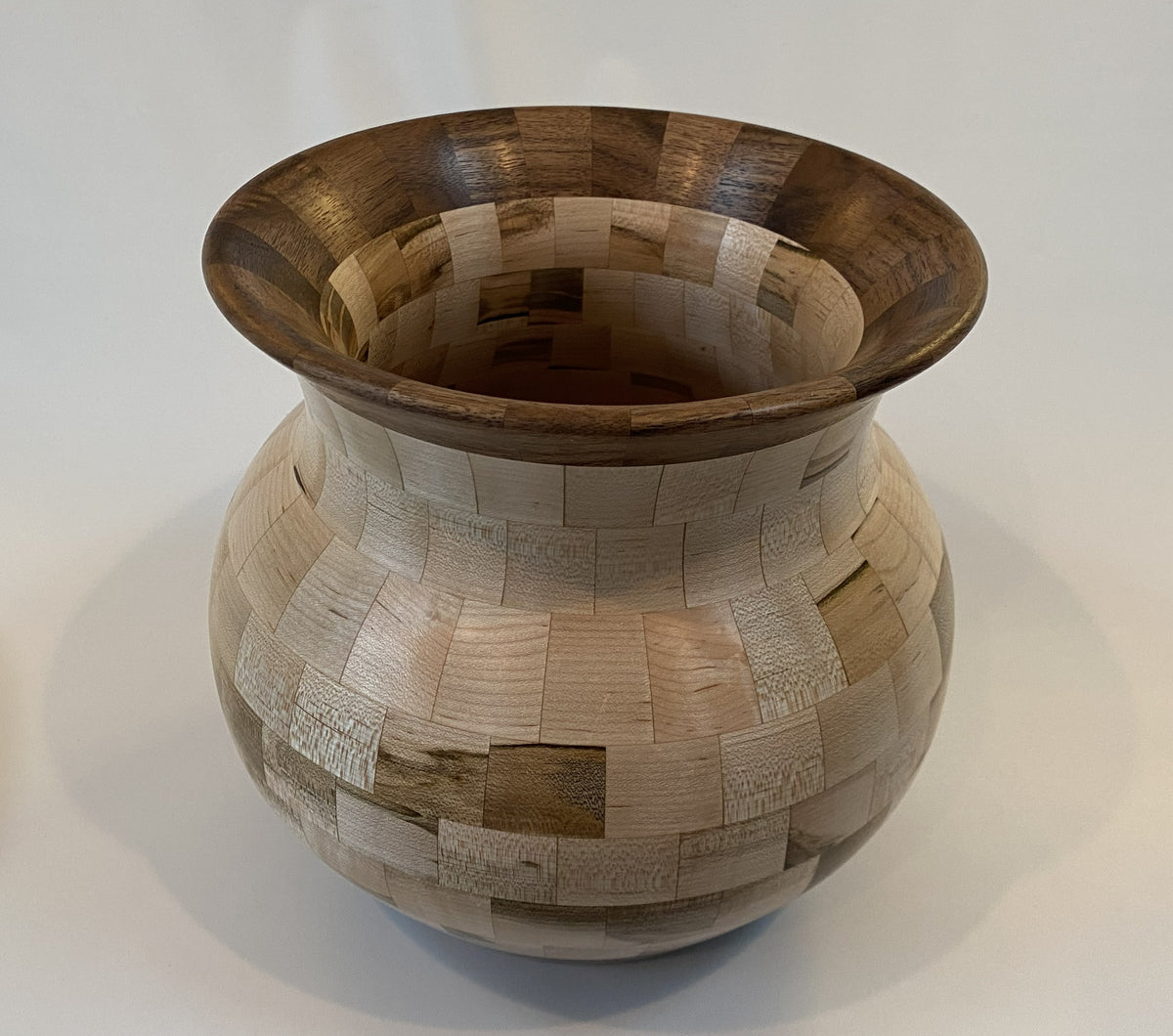 Handcrafted Segmented Ambrosia Maple &amp; Walnut Vase