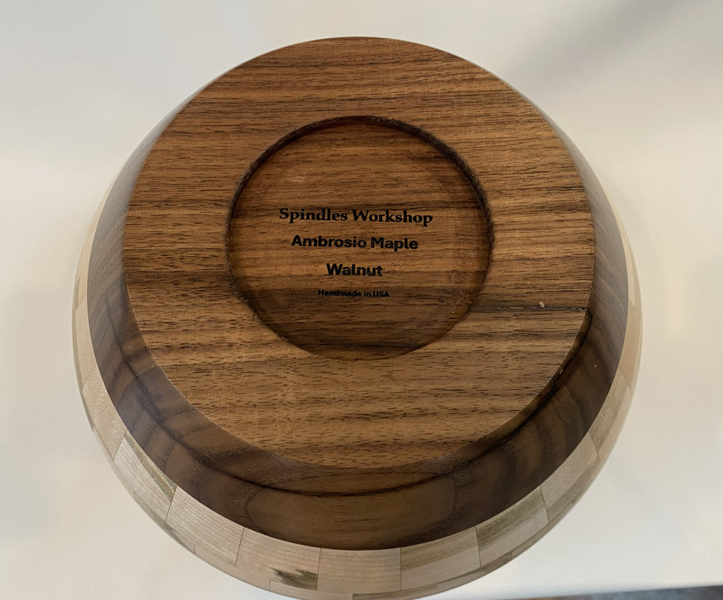 Handcrafted Segmented Ambrosia Maple &amp; Walnut Vase