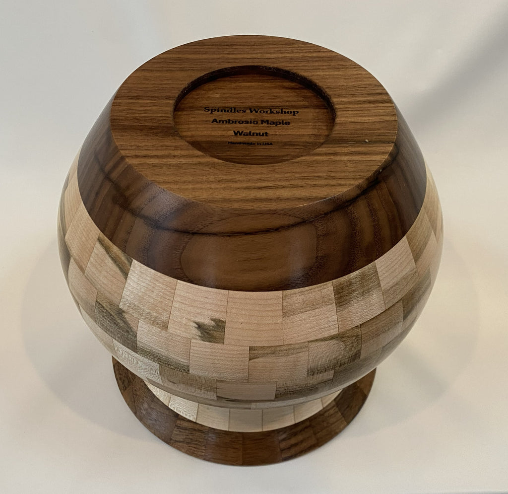 Handcrafted Segmented Ambrosia Maple &amp; Walnut Vase