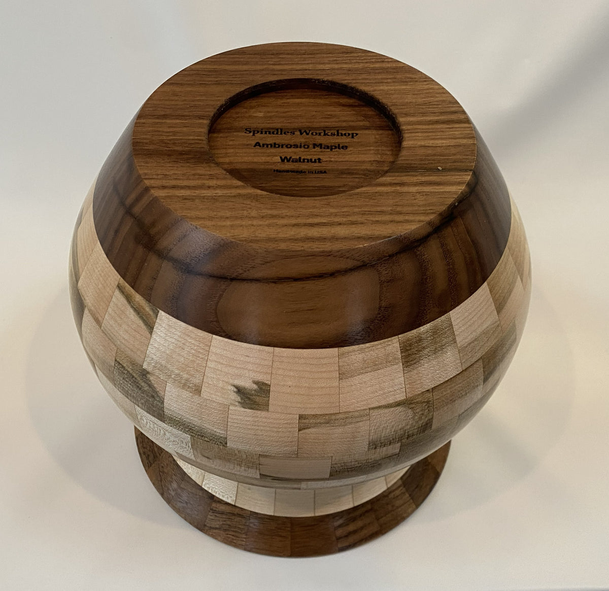 Handcrafted Segmented Ambrosia Maple &amp; Walnut Vase