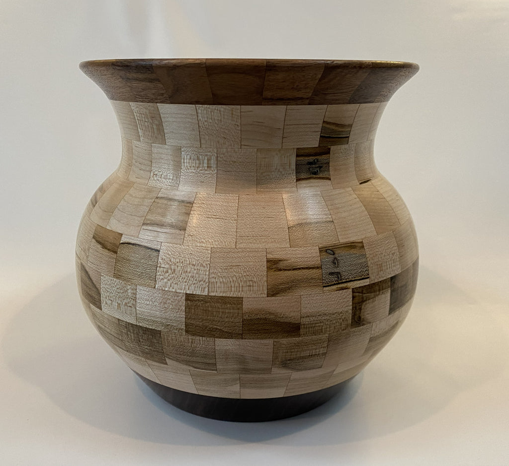Handcrafted Segmented Ambrosia Maple &amp; Walnut Vase