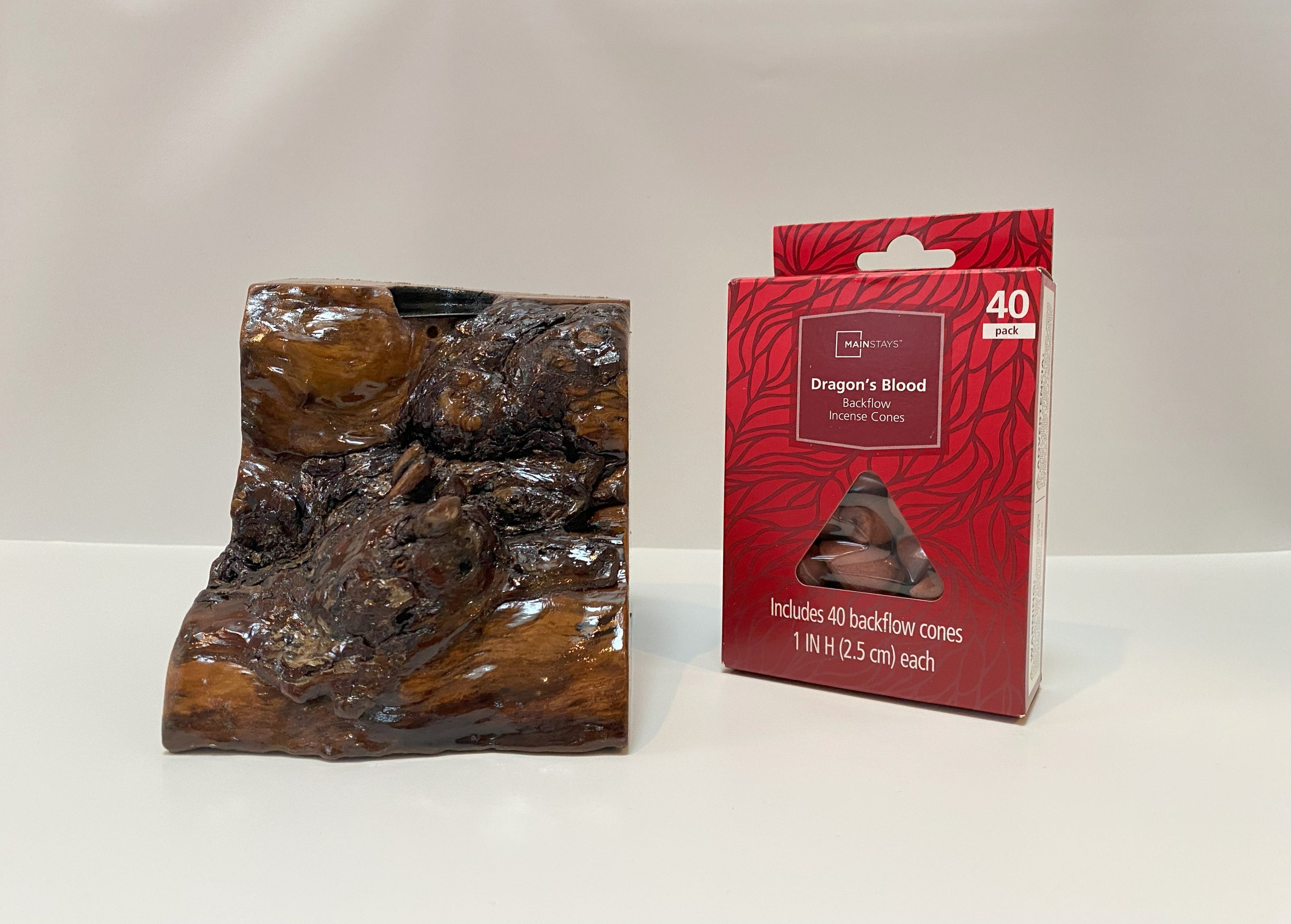 Handmade Crab Apple Wood Backflow Incense Burner/With Open Box Of Incense