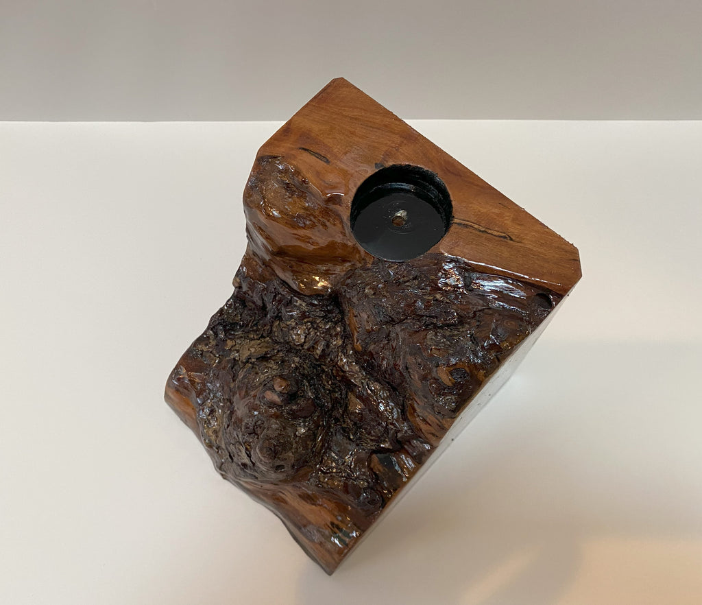 Handmade Crab Apple Wood Backflow Incense Burner/With Open Box Of Incense