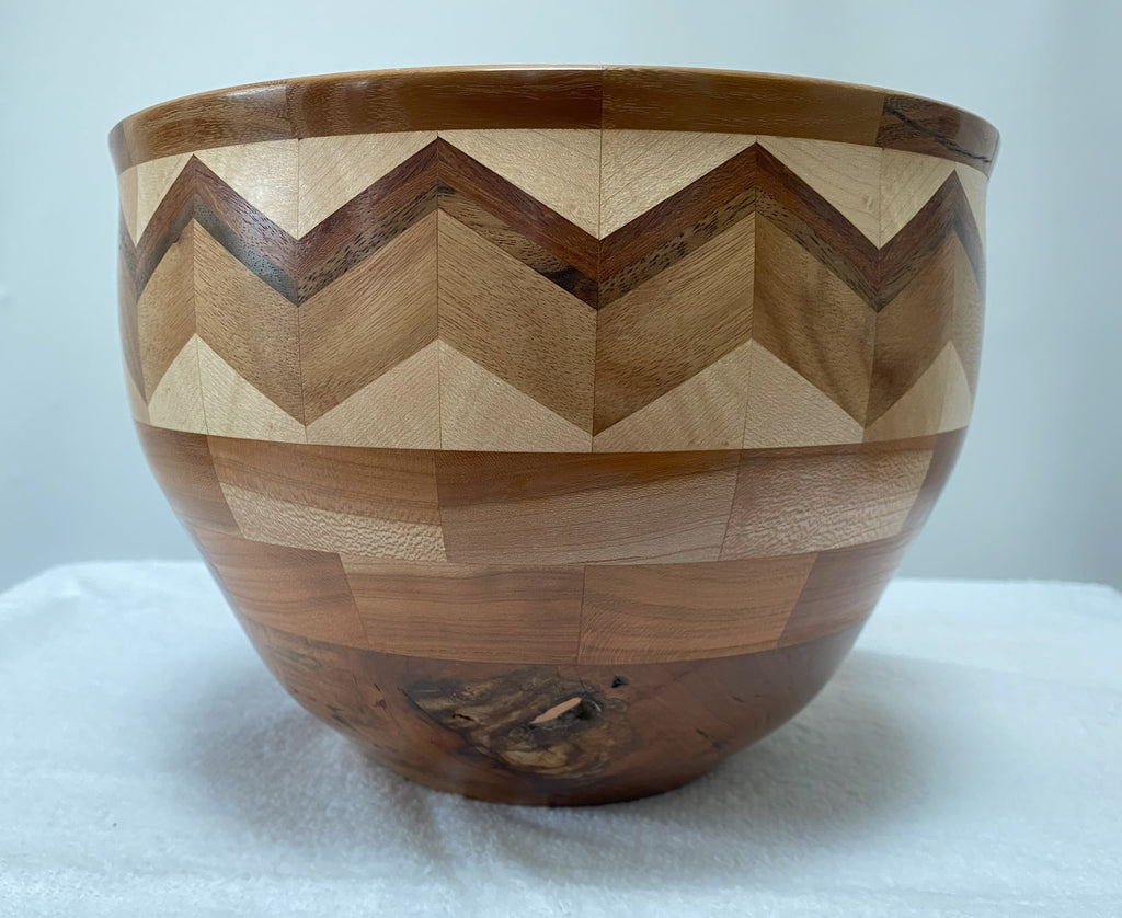 Handmade Chevron Patterned Segmented Bowl