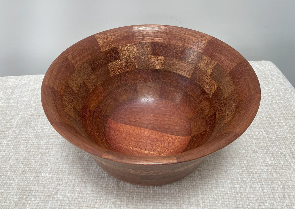 Handmade Segmented Mahogany Bowl