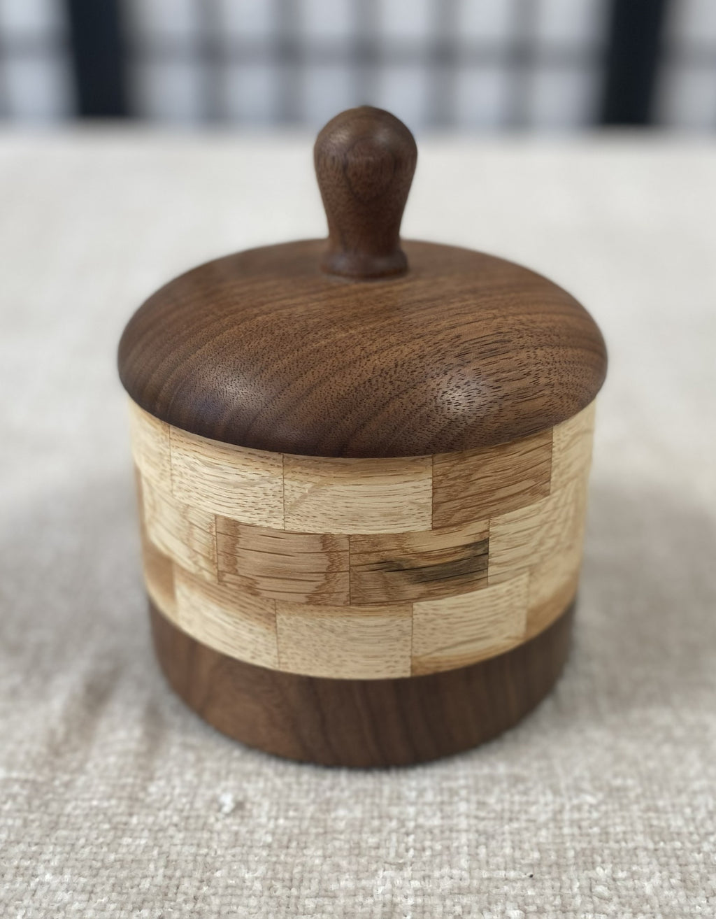 Handmade Walnut & White Oak Lidded Pot