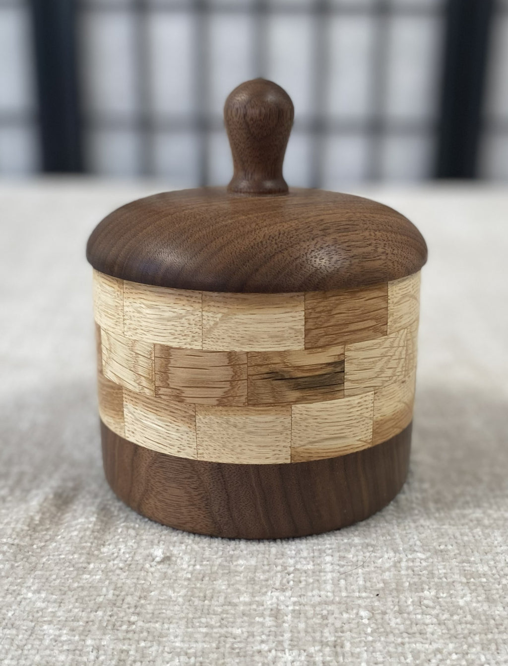 Handmade Walnut & White Oak Lidded Pot