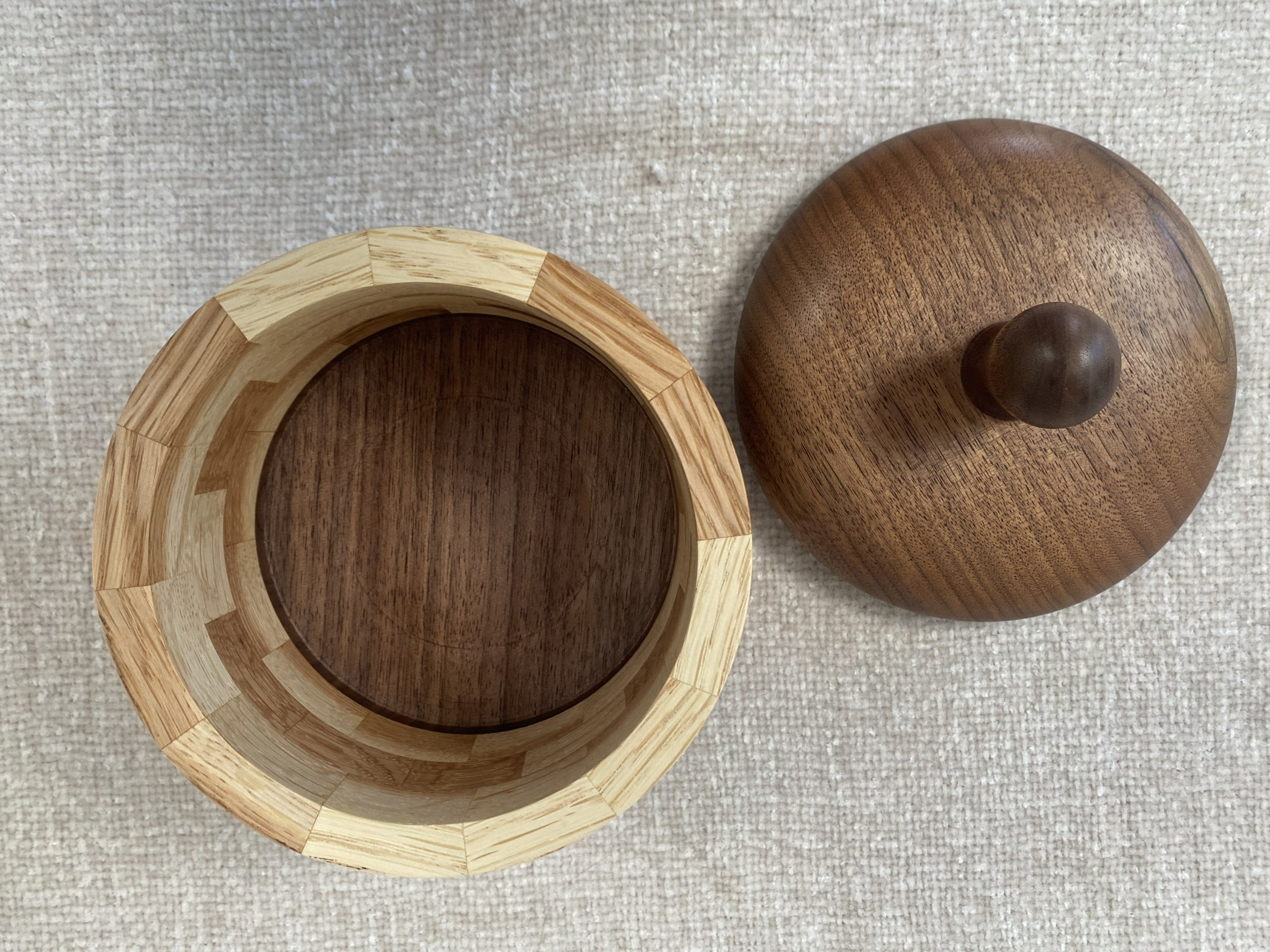 Handmade Walnut & White Oak Lidded Pot