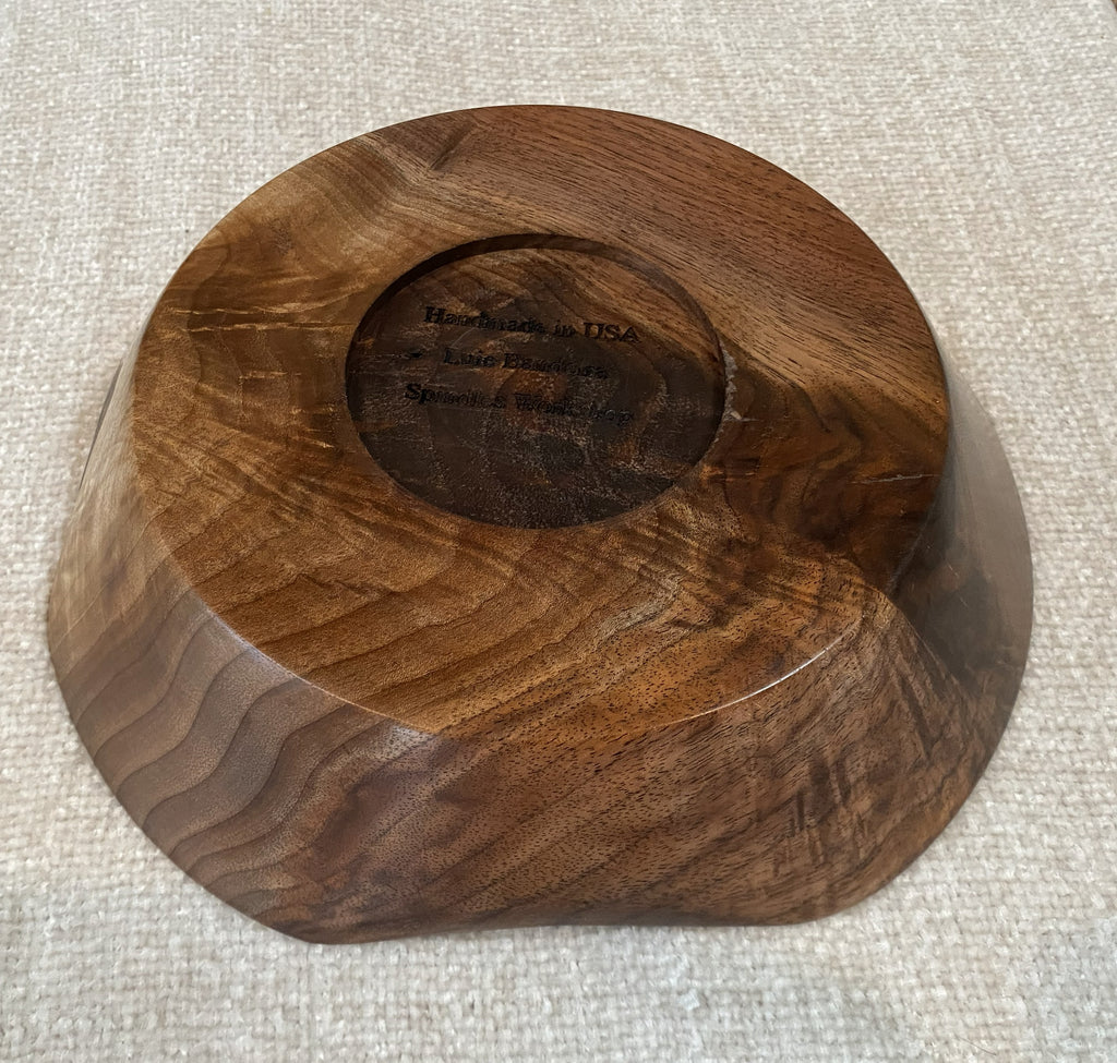 American Walnut Natural-Edge Bowl with Feathered Grain