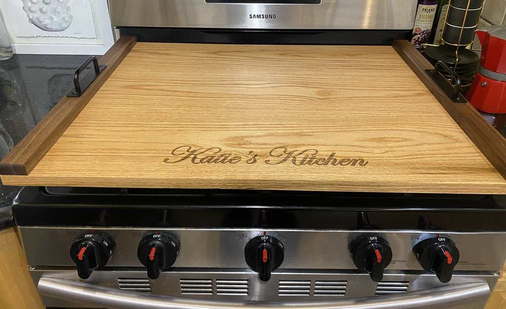 Handmade Wood Stove Top Cover / Cutting Board – Custom Engraved