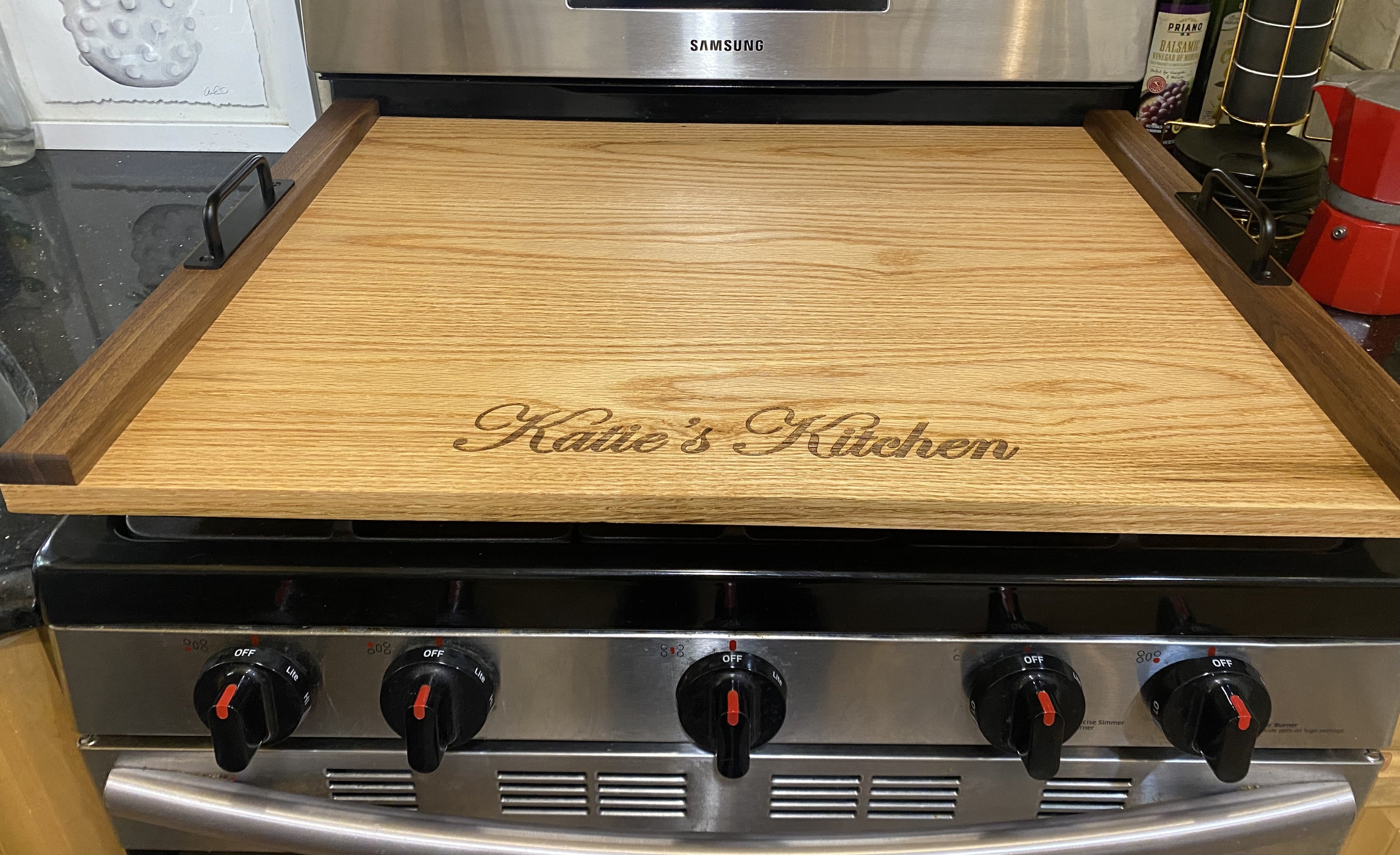 Handmade Wood Stove Top Cover / Cutting Board – Custom Engraved