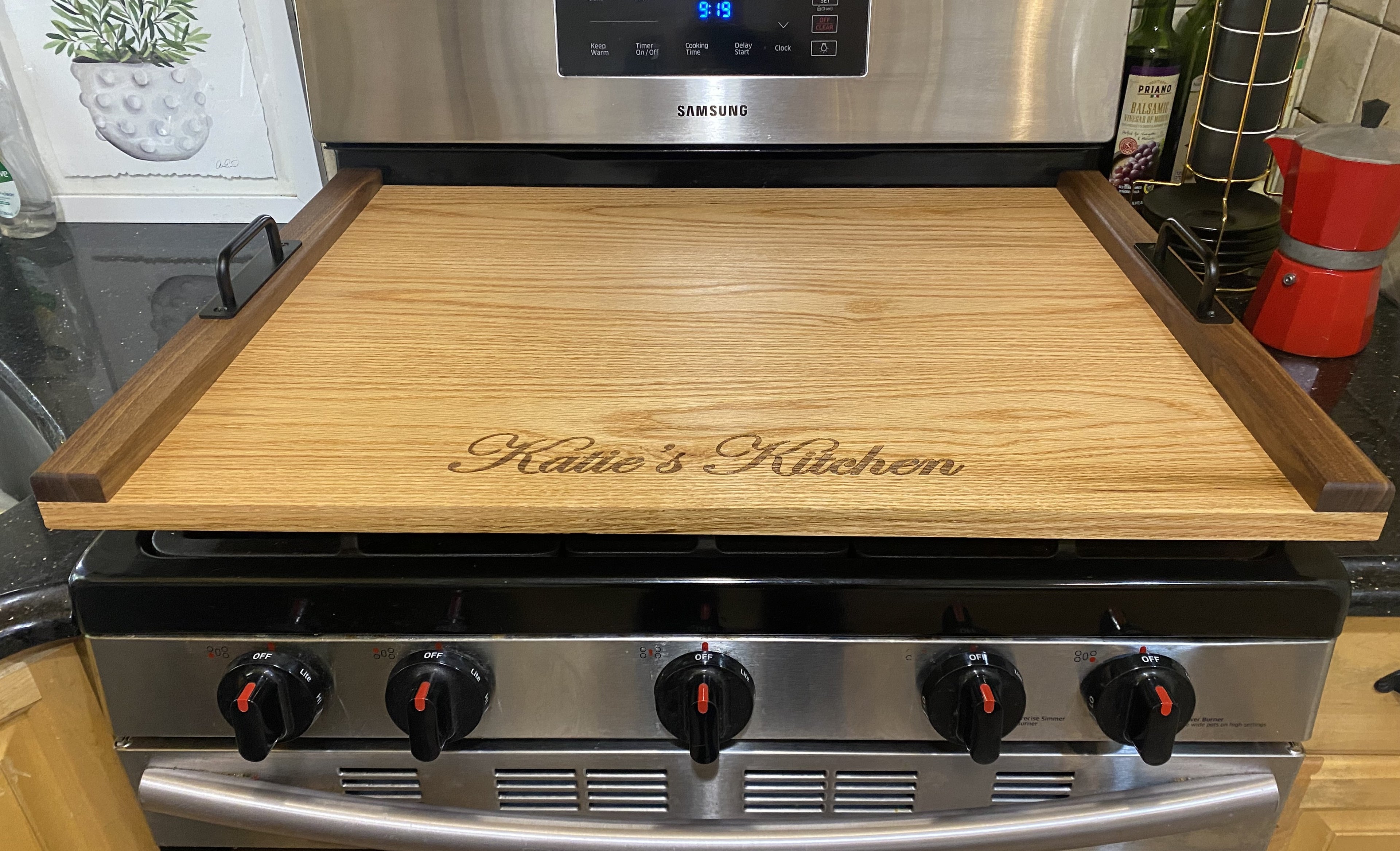 Handmade Wood Stove Top Cover / Cutting Board – Custom Engraved