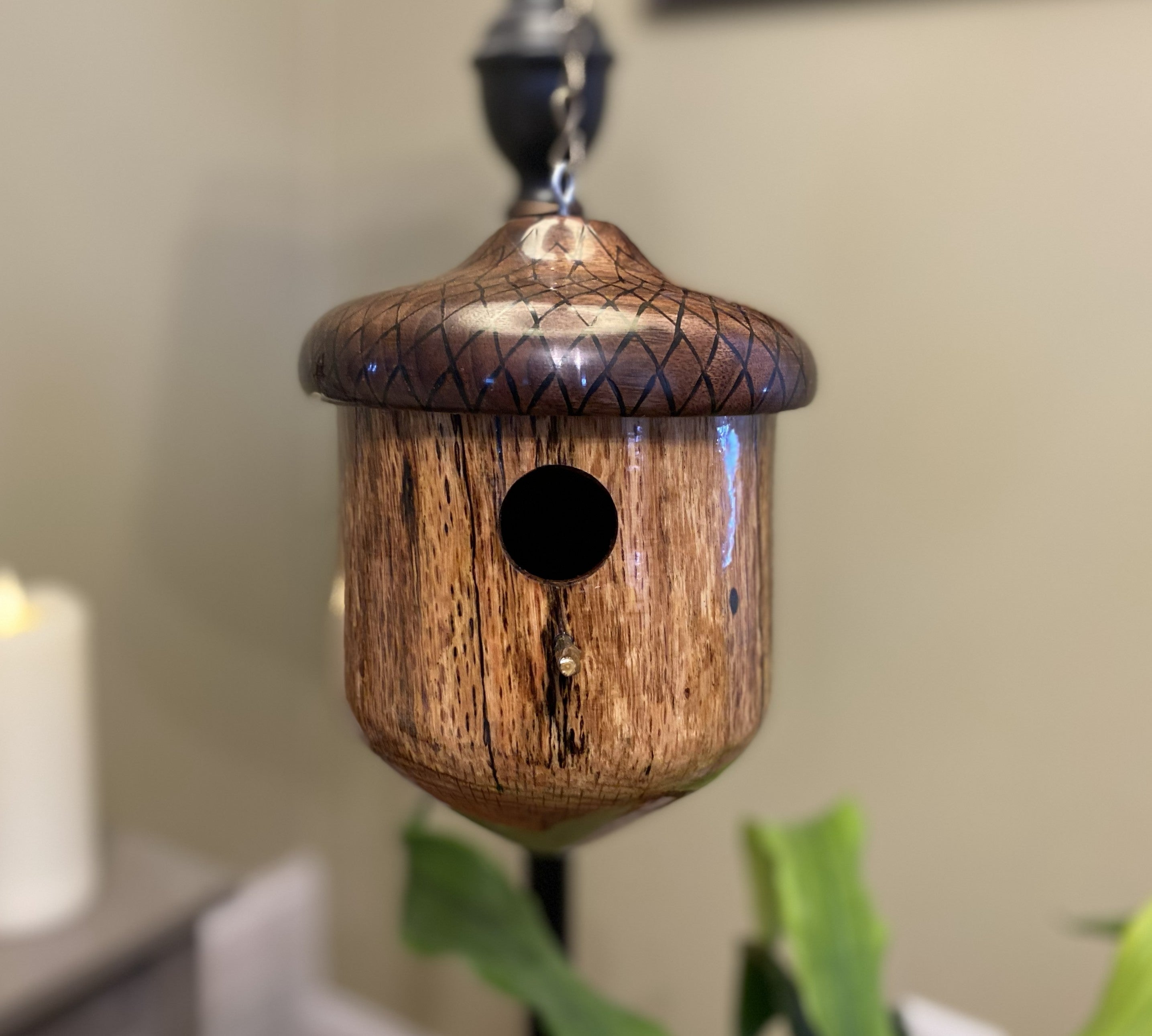 Handmade Acorn-Shaped Birdhouse