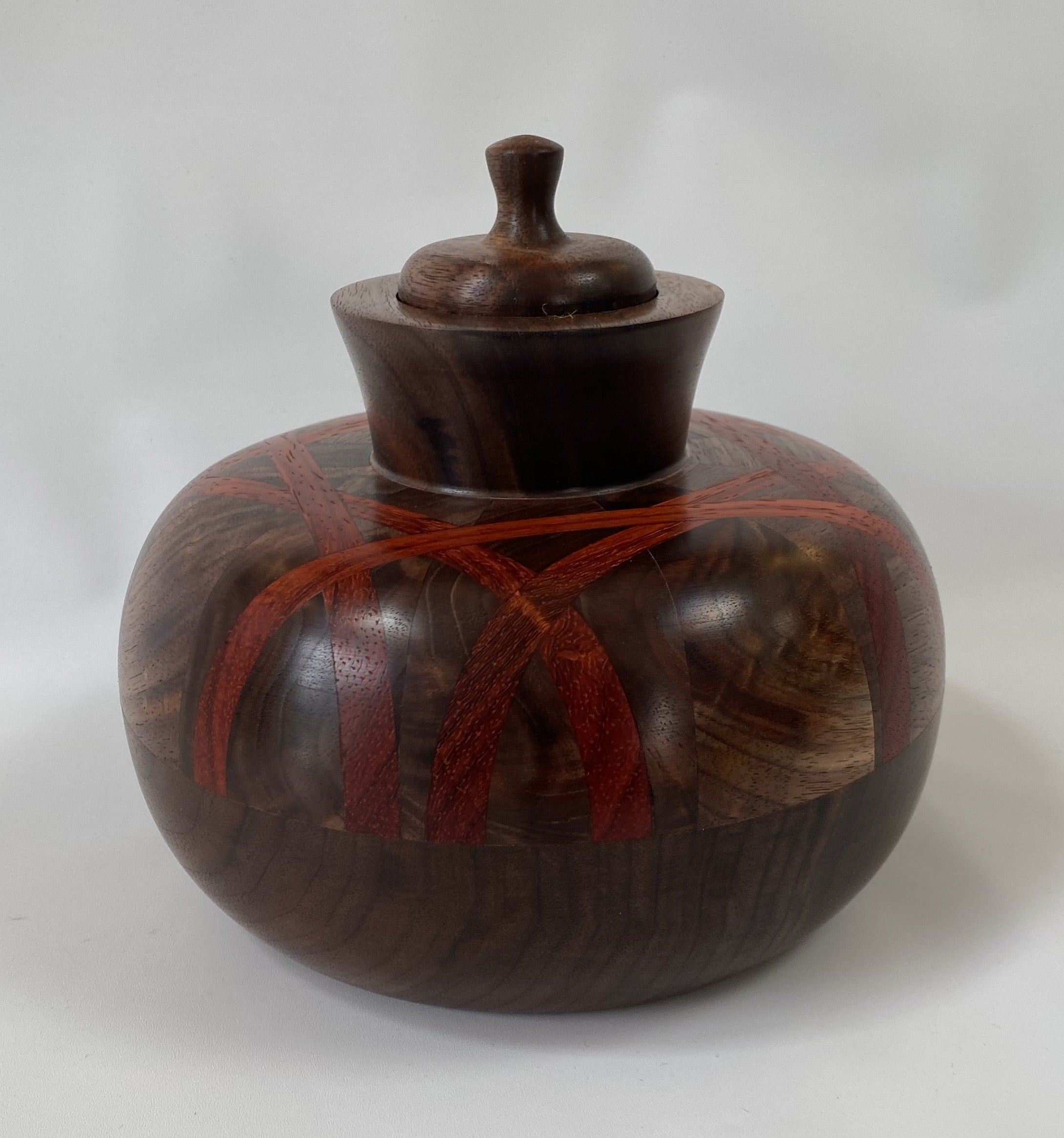 Walnut Vessel with Padauk Accent Stripes