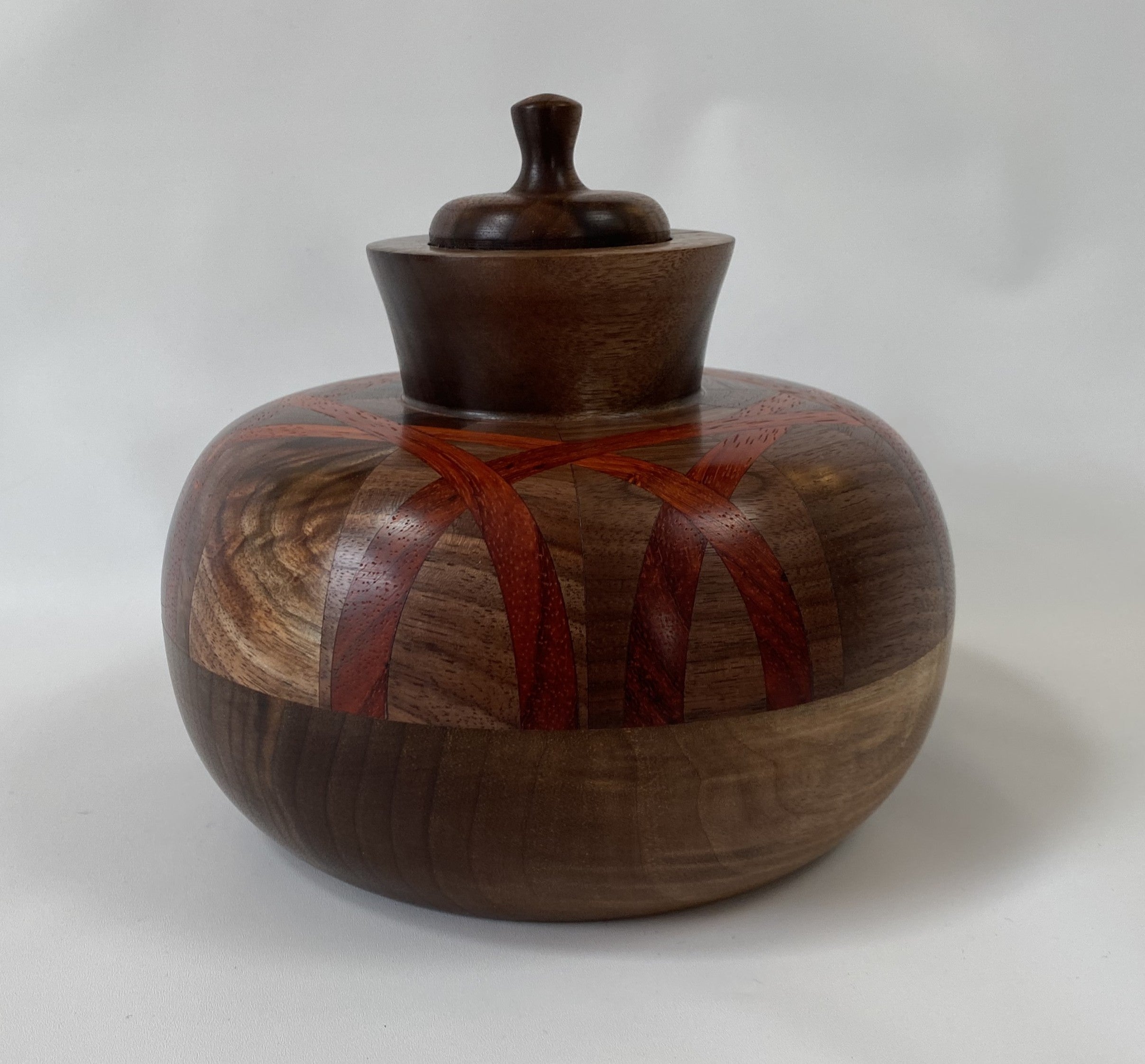 Walnut Vessel with Padauk Accent Stripes