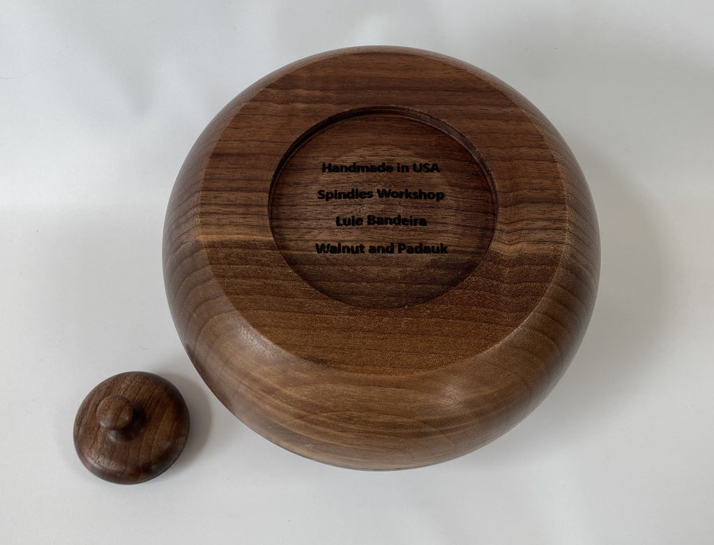 Walnut Vessel with Padauk Accent Stripes