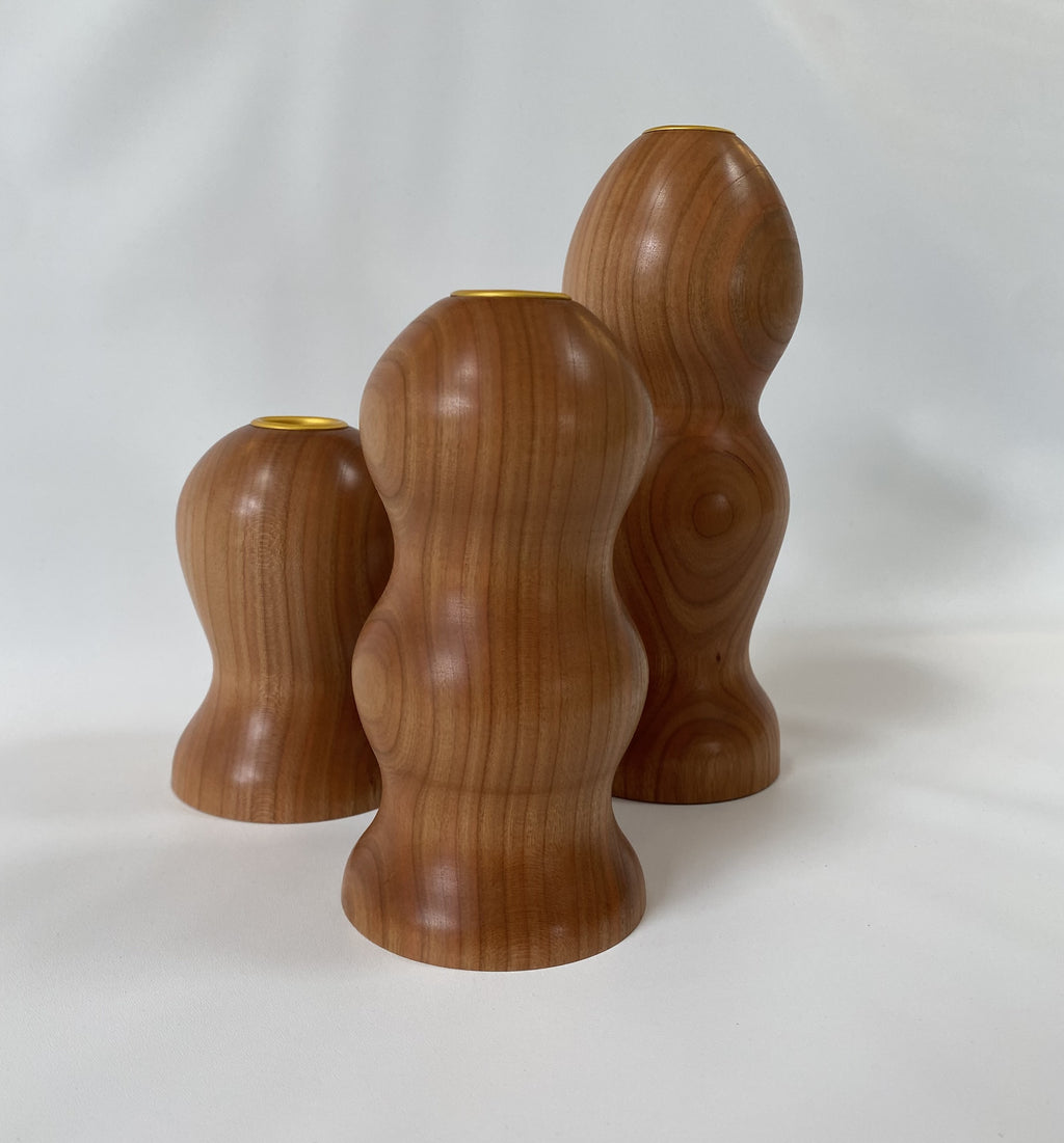 Handmade Cherry Candlestick Holder Set – Set of 3
