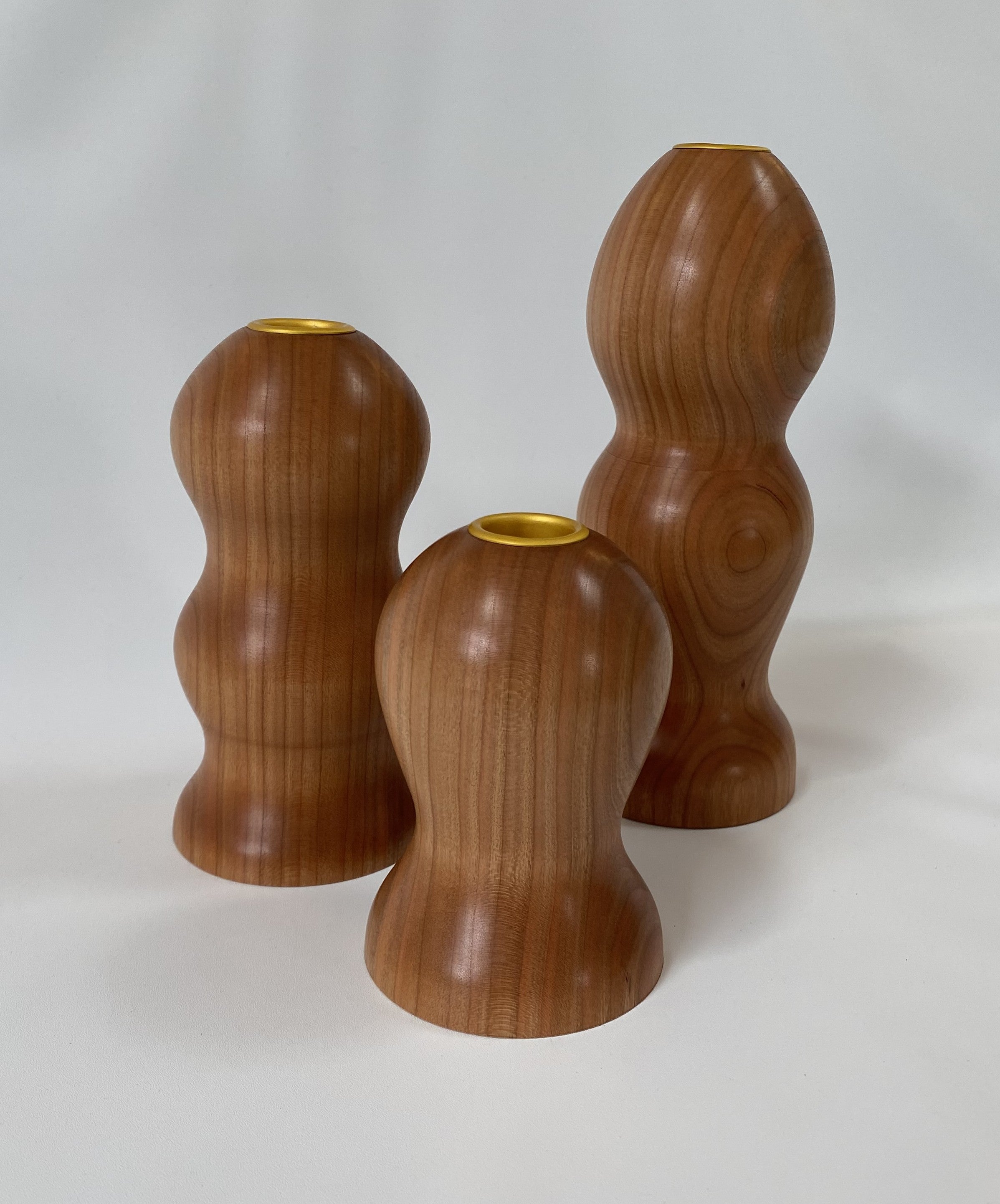Handmade Cherry Candlestick Holder Set – Set of 3