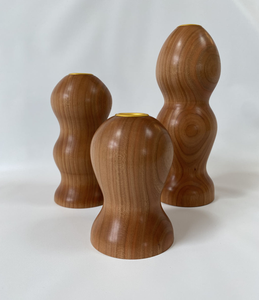 Handmade Cherry Candlestick Holder Set – Set of 3