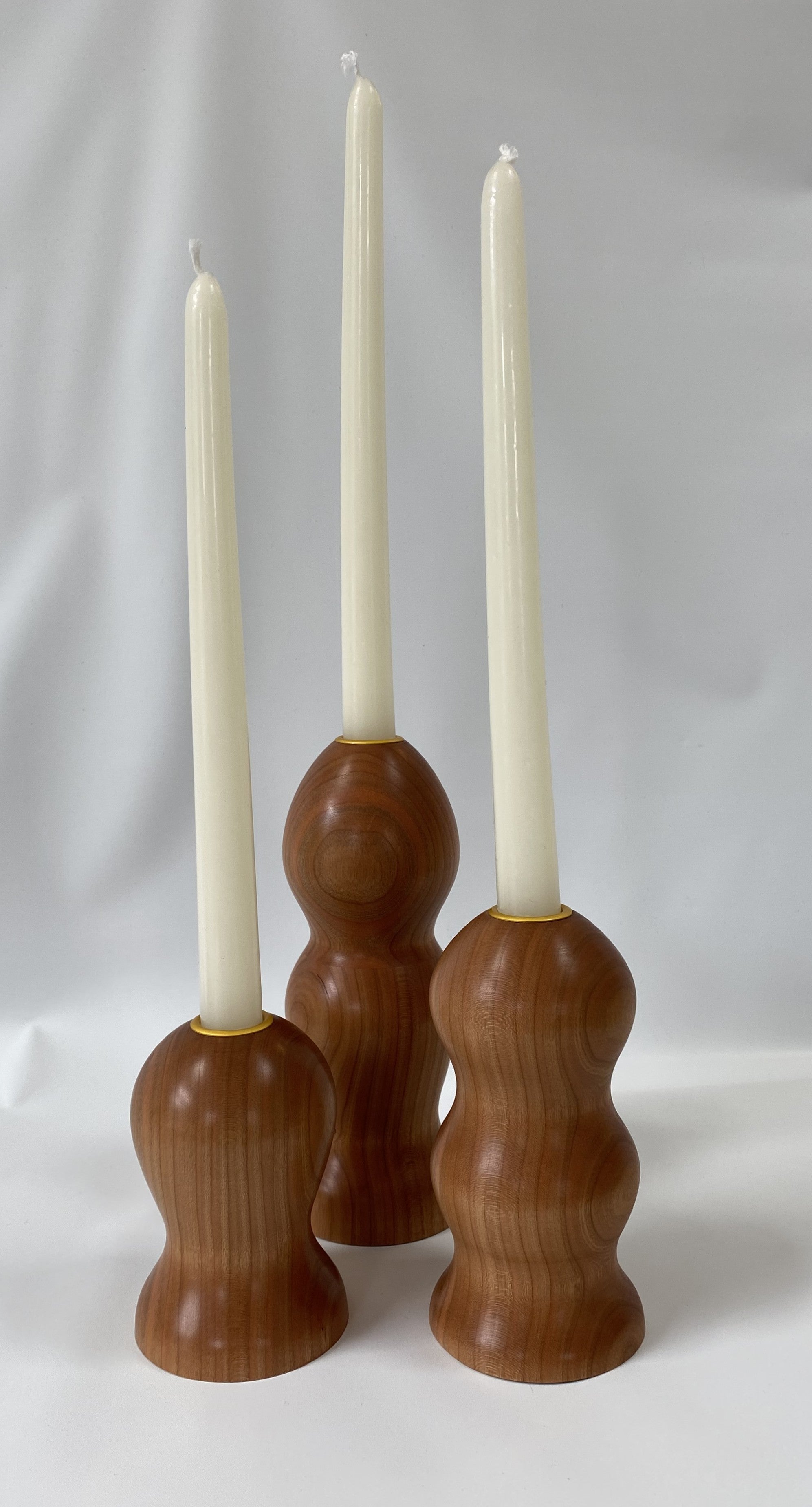 Handmade Cherry Candlestick Holder Set – Set of 3