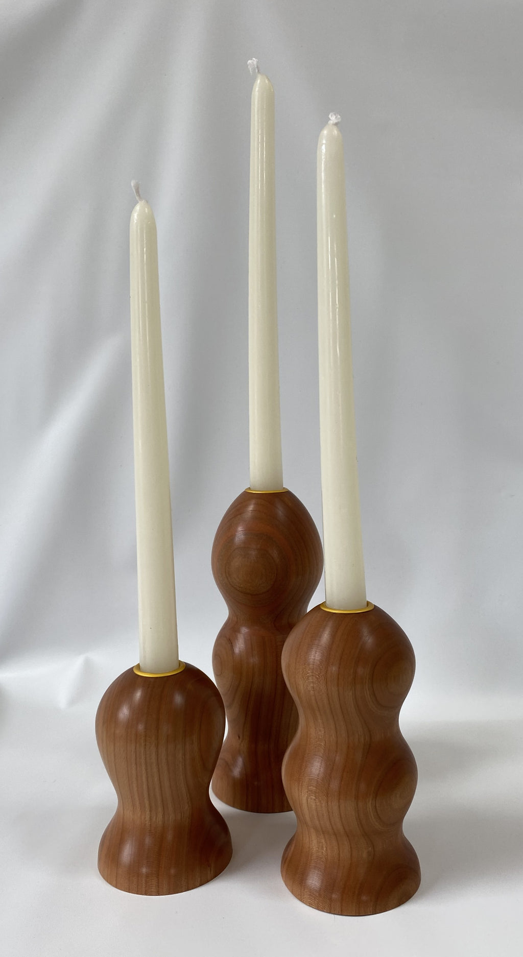Handmade Cherry Candlestick Holder Set – Set of 3