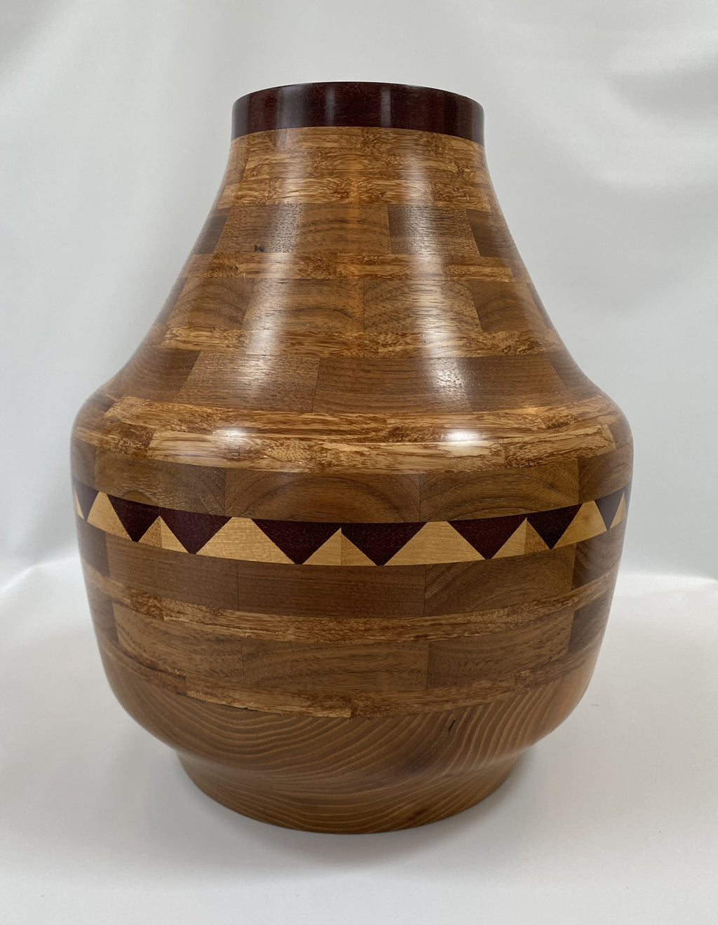 Handmade Segmented Bamboo, Ash, Maple, Walnut &amp; Purple Heart Vase