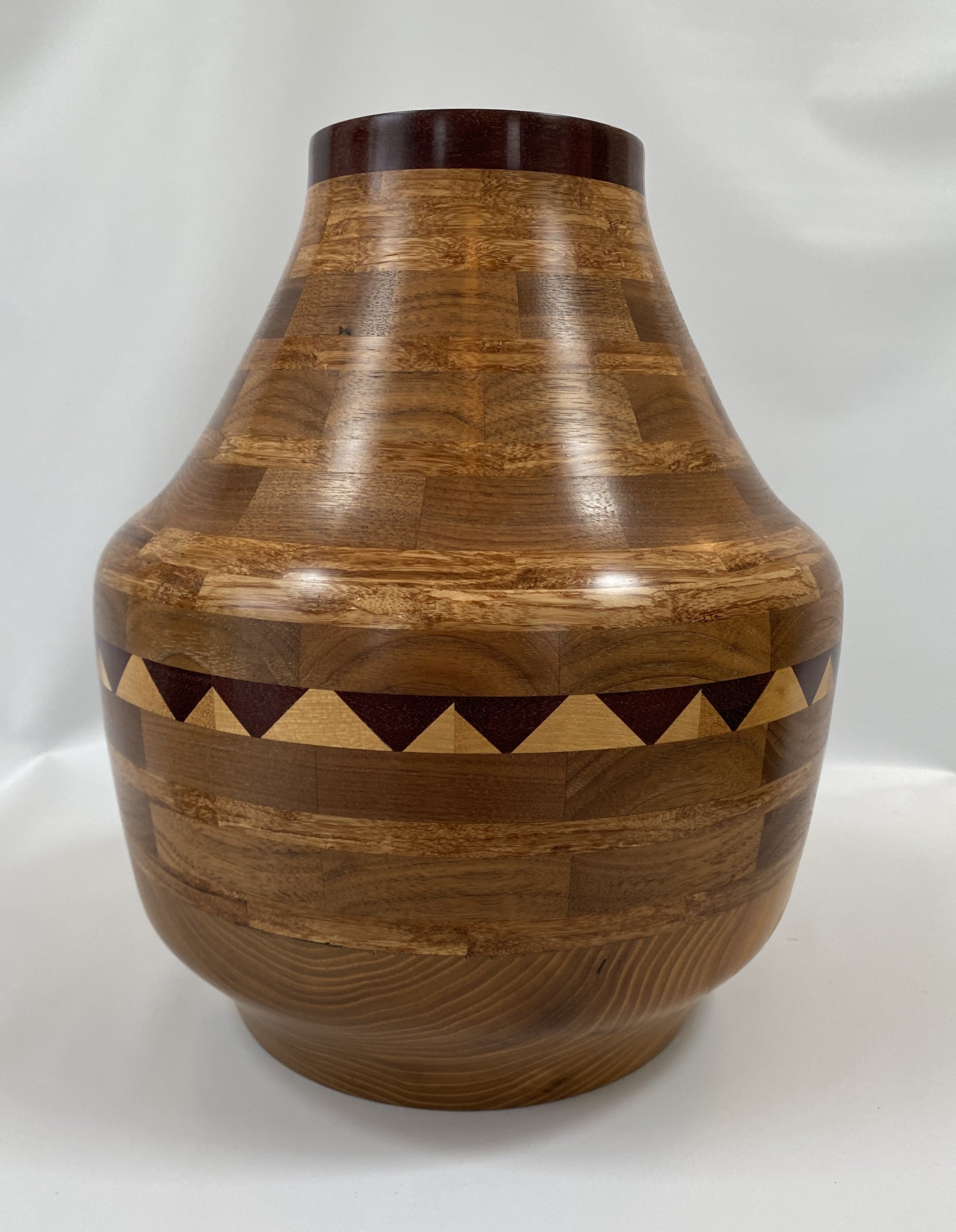 Handmade Segmented Bamboo, Ash, Maple, Walnut &amp; Purple Heart Vase