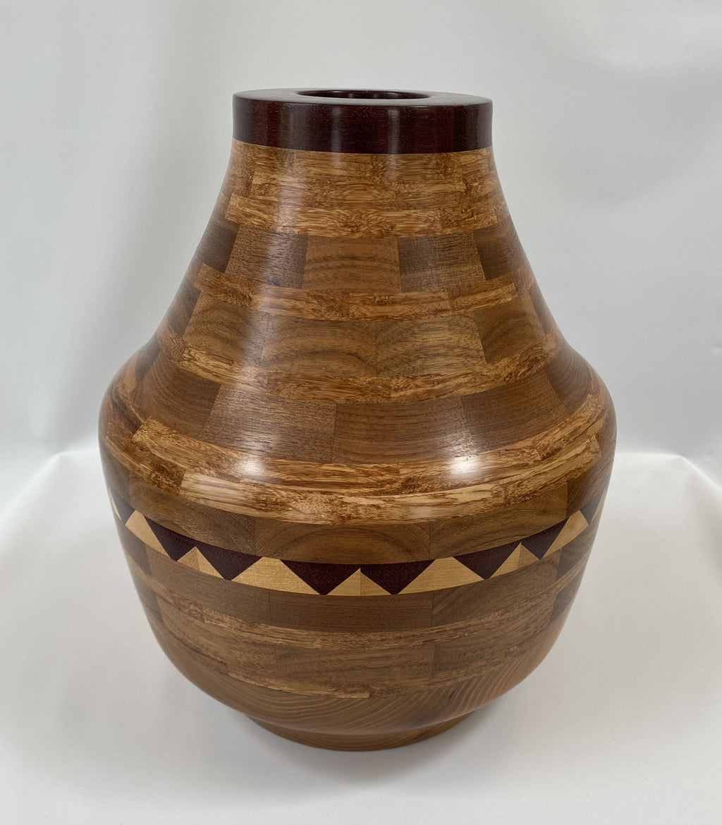 Handmade Segmented Bamboo, Ash, Maple, Walnut &amp; Purple Heart Vase