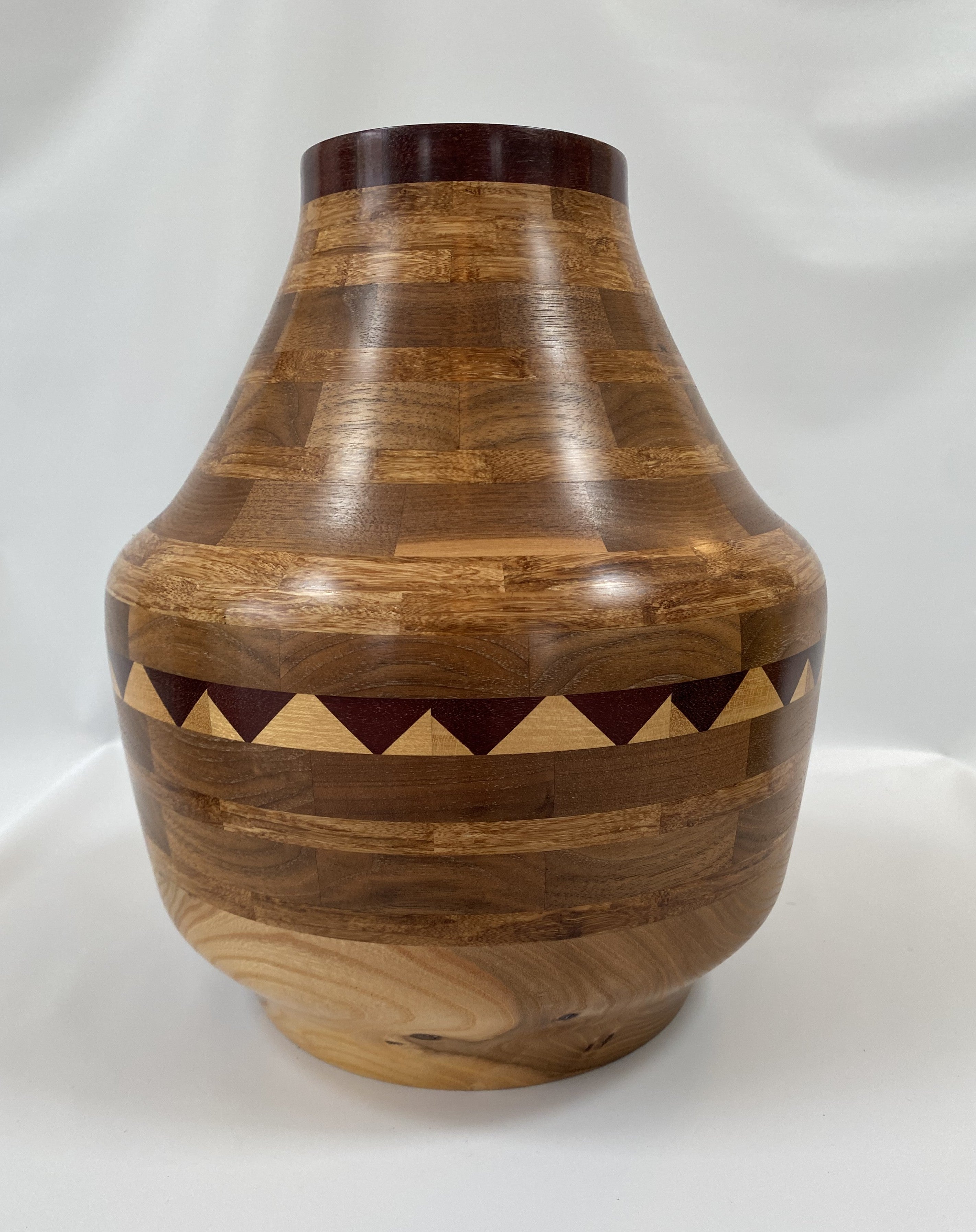Handmade Segmented Bamboo, Ash, Maple, Walnut &amp; Purple Heart Vase