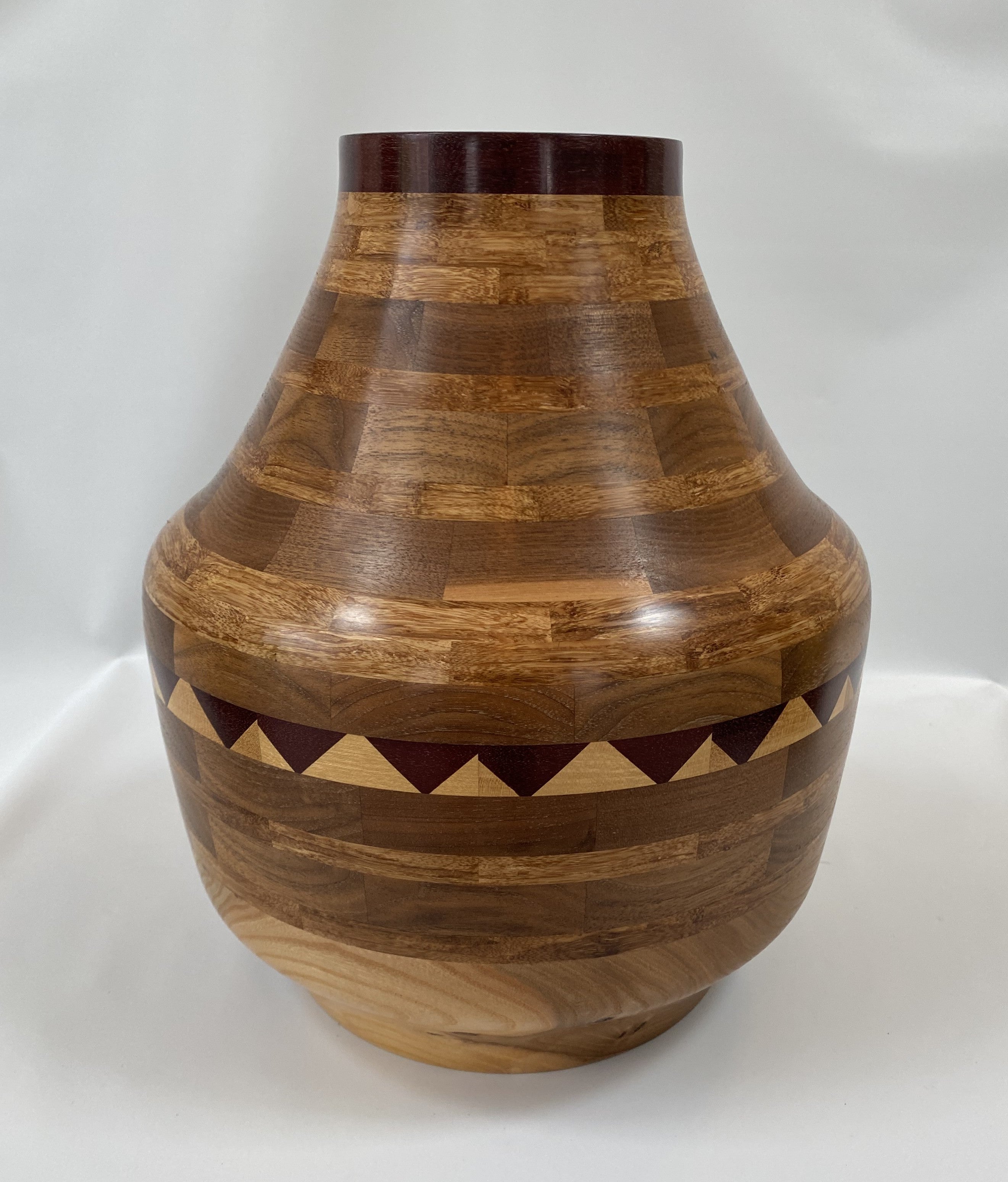 Handmade Segmented Bamboo, Ash, Maple, Walnut &amp; Purple Heart Vase