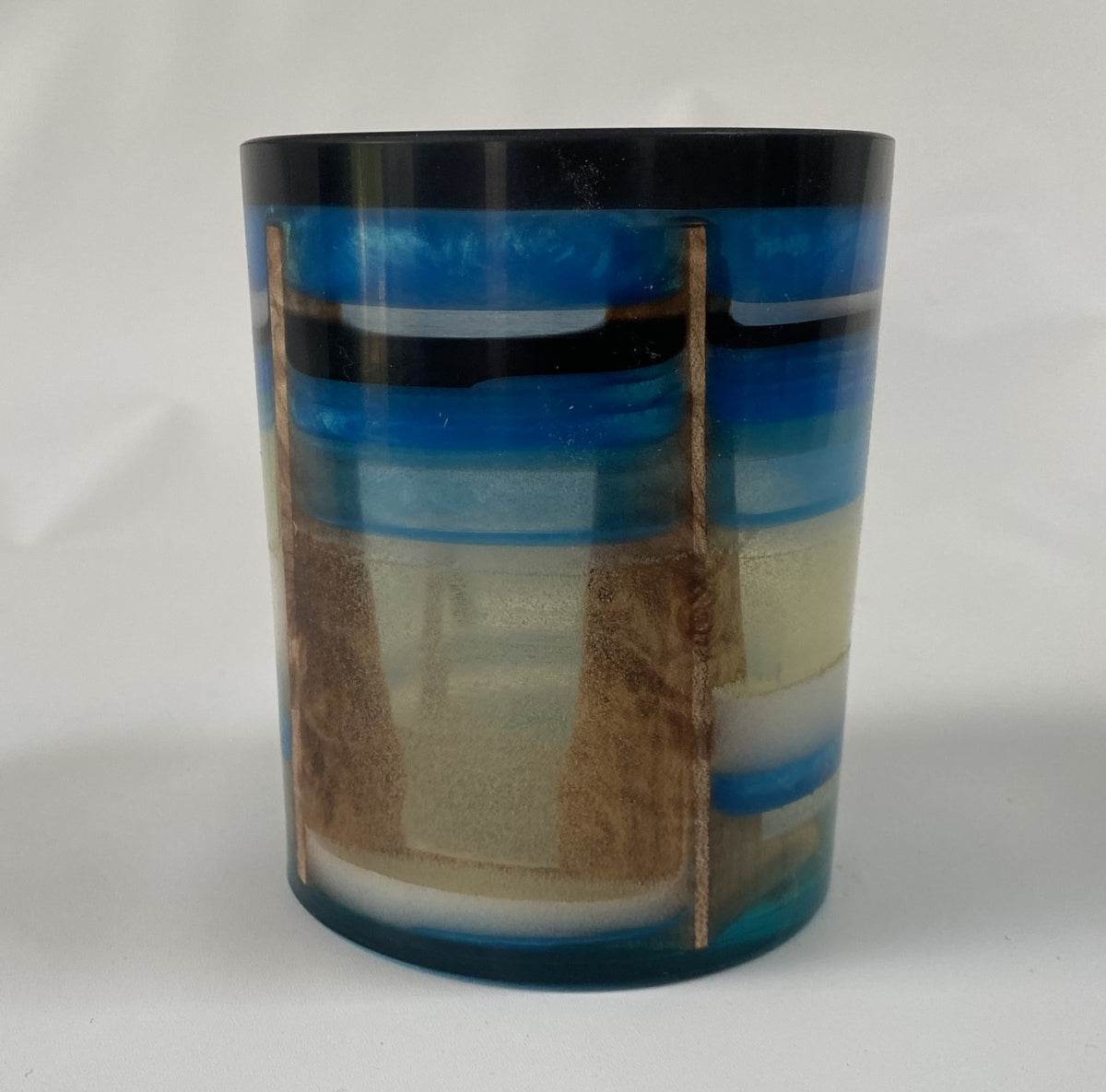 Handmade maple Burl & Blue Epoxy Pencil / Paintbrush Holder