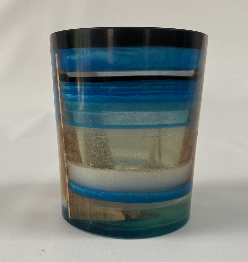 Handmade maple Burl & Blue Epoxy Pencil / Paintbrush Holder