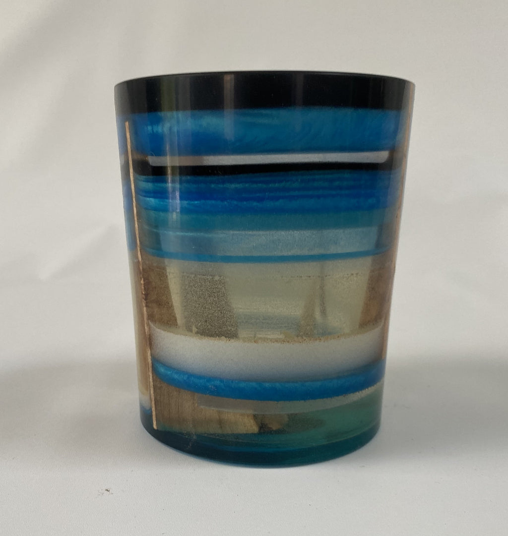Handmade maple Burl & Blue Epoxy Pencil / Paintbrush Holder