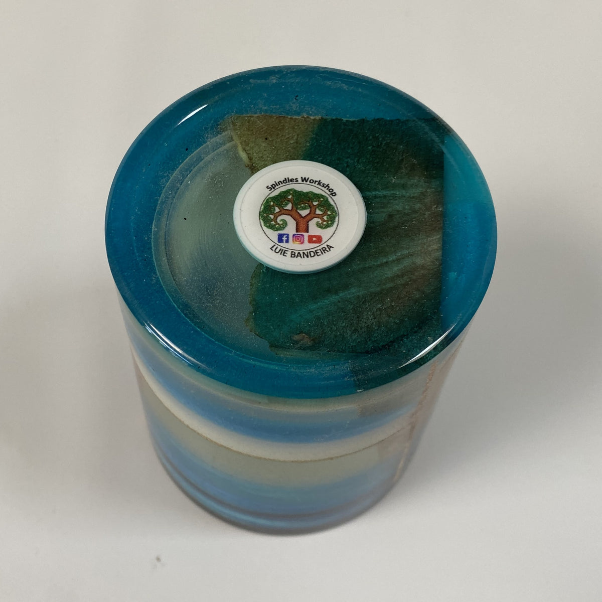 Handmade maple Burl & Blue Epoxy Pencil / Paintbrush Holder