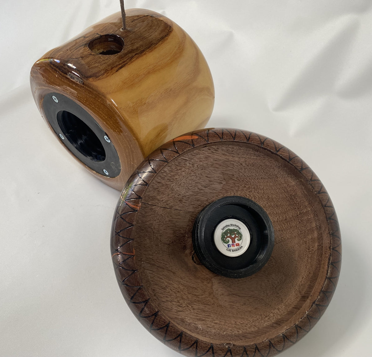 Handmade Acorn Birdhouse – Ash & Walnut with Hand-Burned Design