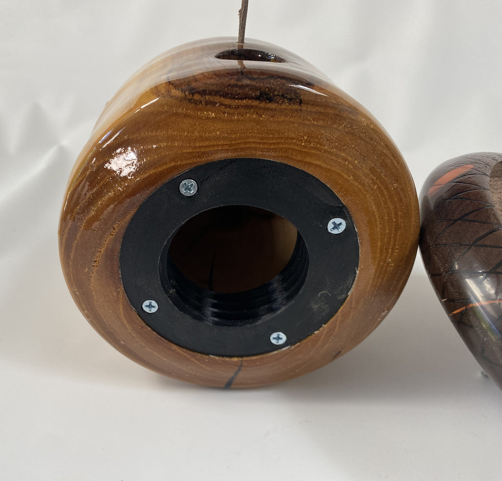 Handmade Acorn Birdhouse – Ash & Walnut with Hand-Burned Design