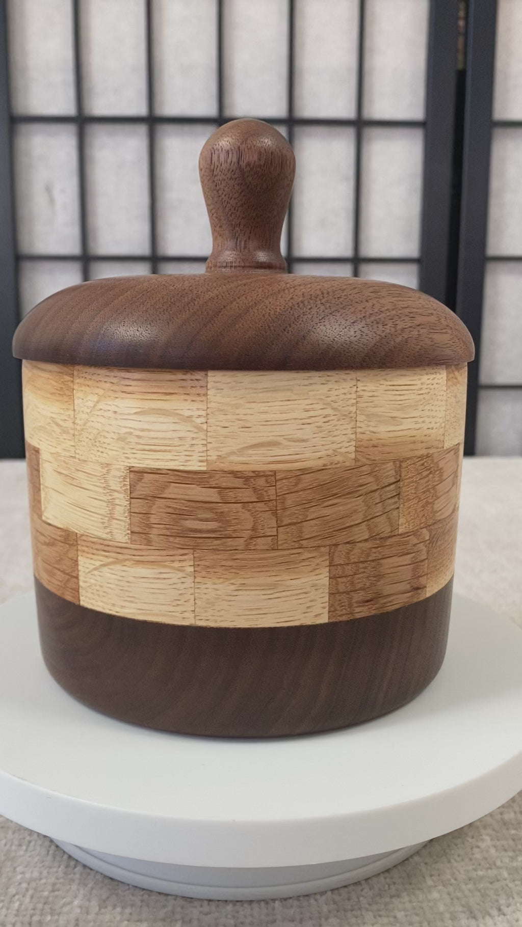Handmade Walnut & White Oak Lidded Pot