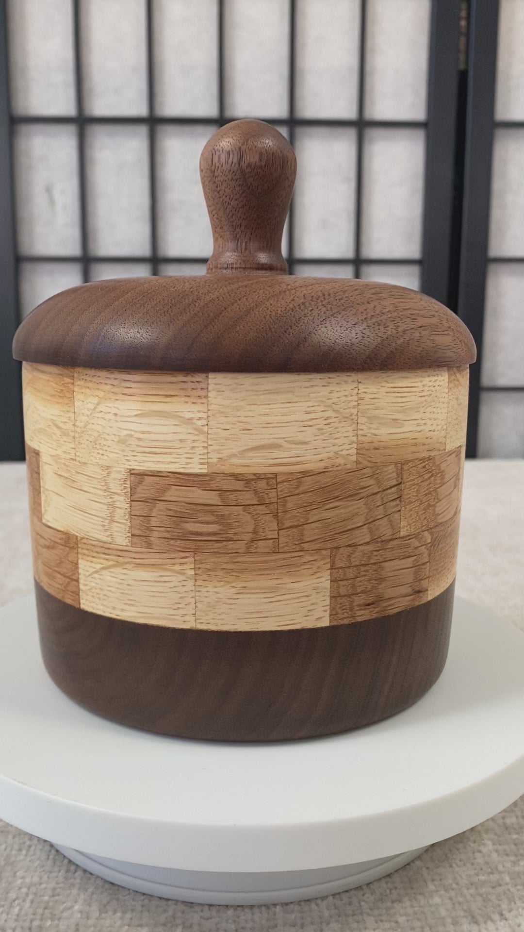 Handmade Walnut & White Oak Lidded Pot