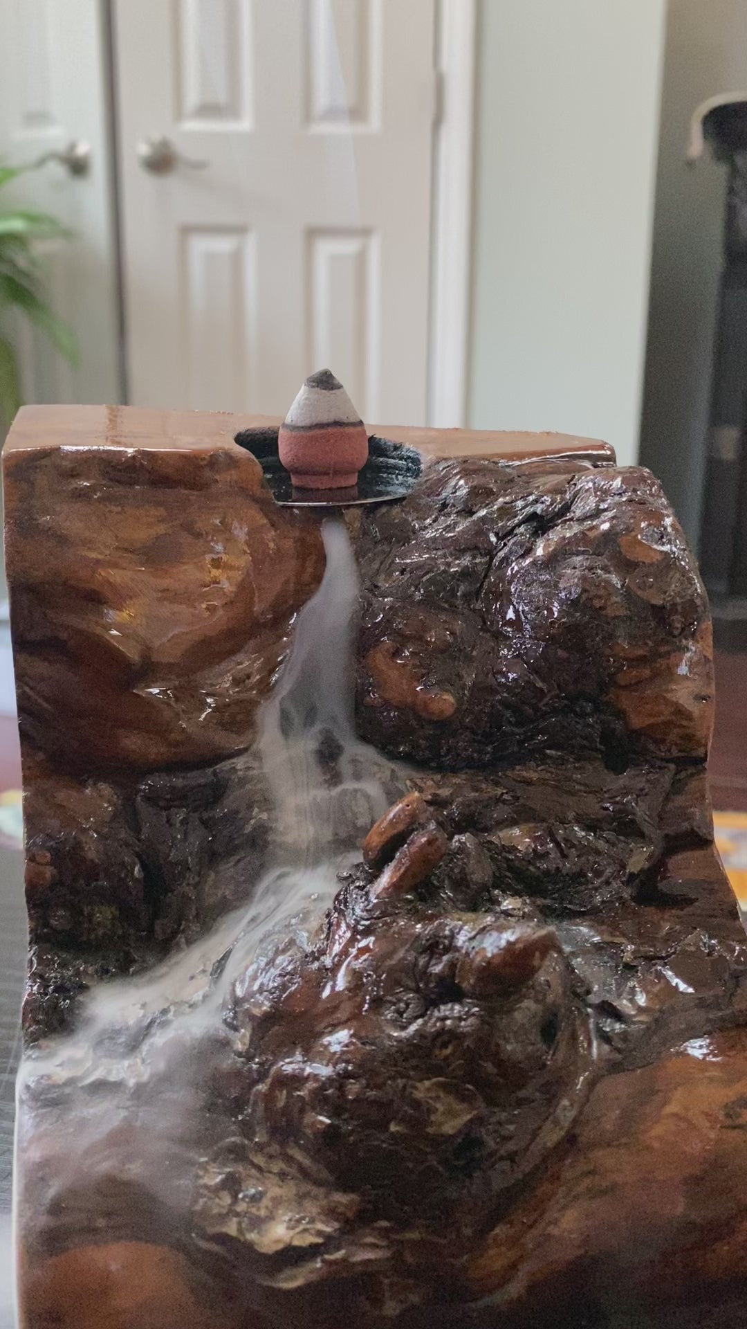 Handmade Crab Apple Wood Backflow Incense Burner/With Open Box Of Incense