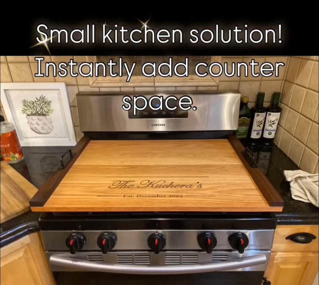 Handmade Wood Stove Top Cover / Cutting Board – Custom Engraved